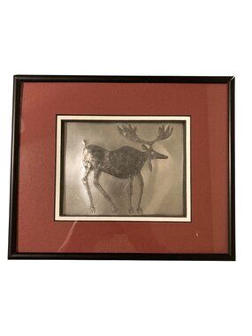 Framed Coldwater Creek Embossed Metal Moose Wall Art Decor